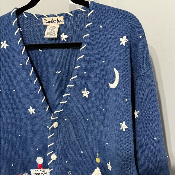 TIMBERLEA Christmas Stars & Moon Cardigan - Picture 2 of 8